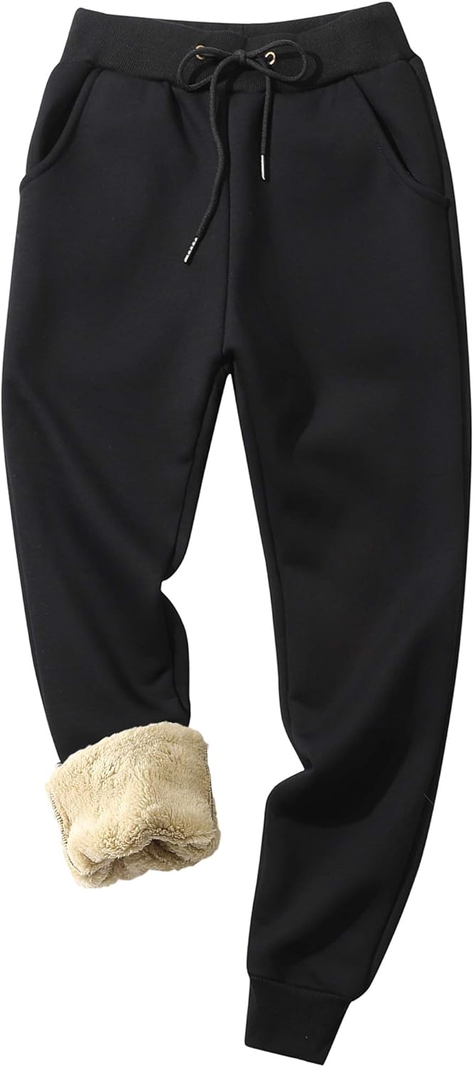 MACHLAB Women's Winter Warm Track Pants Thermal Fleece Jogger Pants Sherpa Lined Athletic Sweatpants