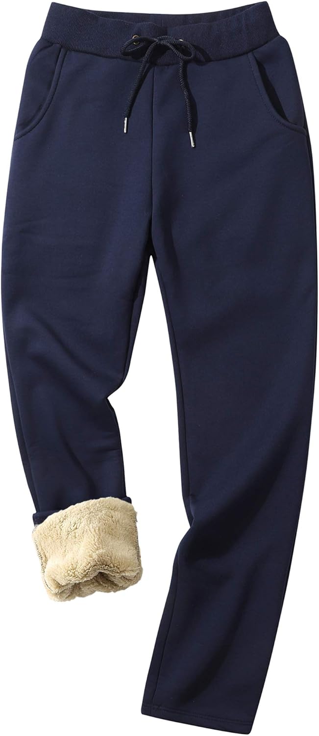 MACHLAB Women's Winter Warm Track Pants Thermal Fleece Jogger Pants Sherpa Lined Athletic Sweatpants