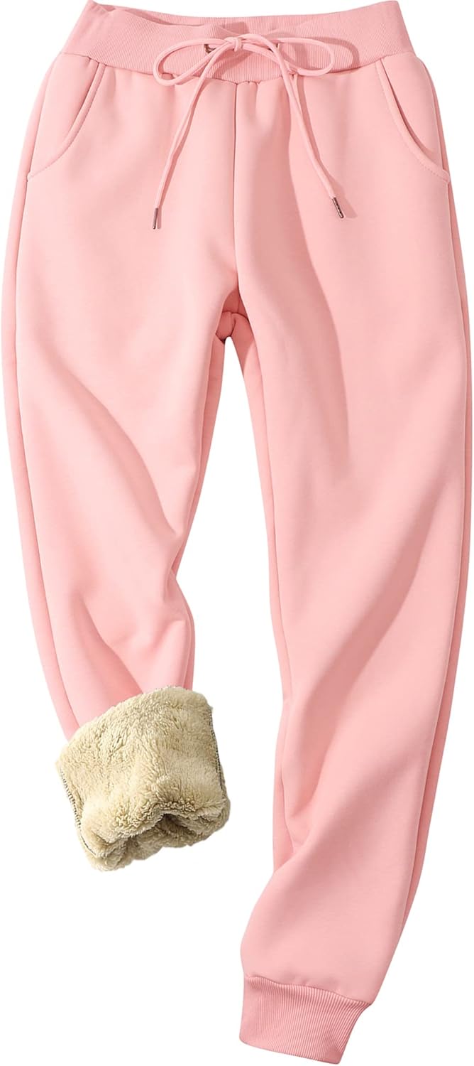 MACHLAB Women's Winter Warm Track Pants Thermal Fleece Jogger Pants Sherpa Lined Athletic Sweatpants