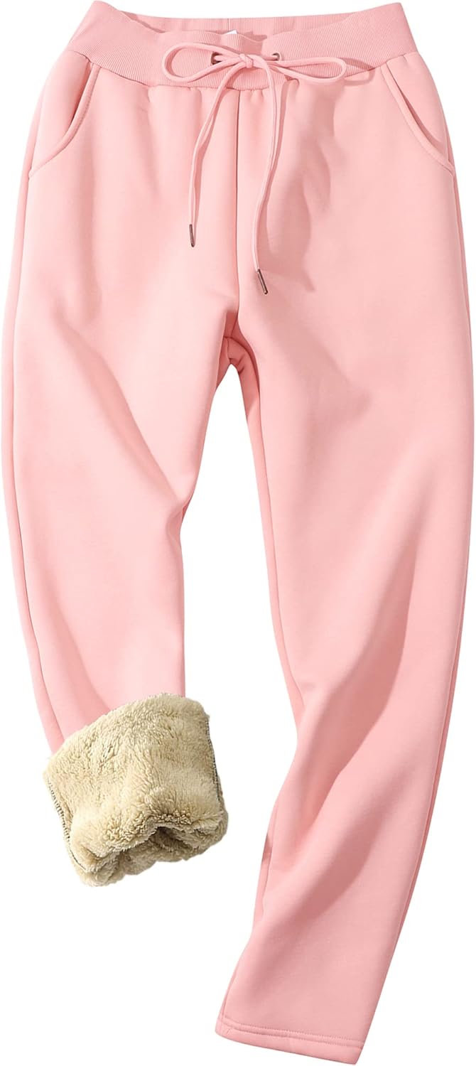 MACHLAB Women's Winter Warm Track Pants Thermal Fleece Jogger Pants Sherpa Lined Athletic Sweatpants