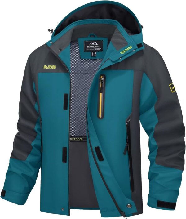MAGCOMSEN Men's Hooded Windproof Water Resistant Rain Jacket Windbreaker 5 Pockets for Hiking,Fishing,Runing