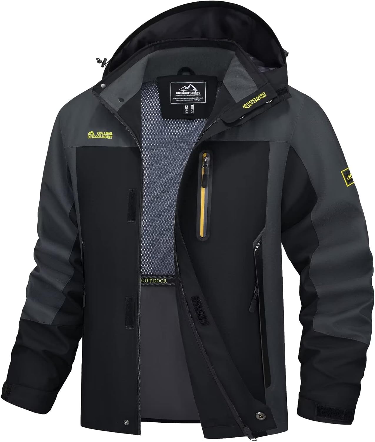 MAGCOMSEN Men's Hooded Windproof Water Resistant Rain Jacket Windbreaker 5 Pockets for Hiking,Fishing,Runing