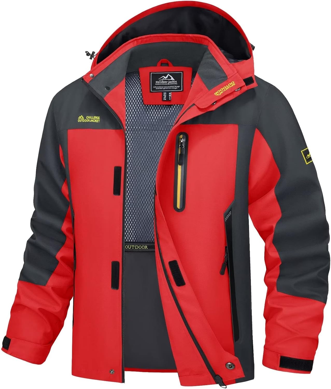 MAGCOMSEN Men's Hooded Windproof Water Resistant Rain Jacket Windbreaker 5 Pockets for Hiking,Fishing,Runing