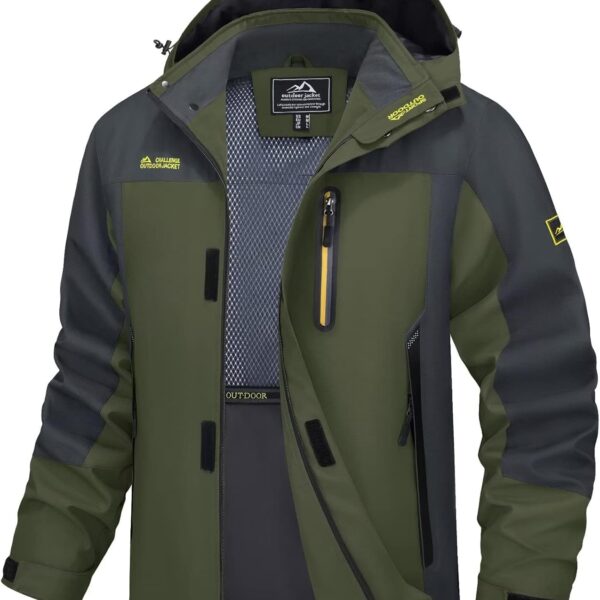 MAGCOMSEN Men's Hooded Windproof Water Resistant Rain Jacket Windbreaker 5 Pockets for Hiking,Fishing,Runing
