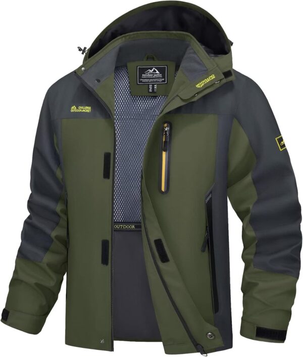 MAGCOMSEN Men's Hooded Windproof Water Resistant Rain Jacket Windbreaker 5 Pockets for Hiking,Fishing,Runing