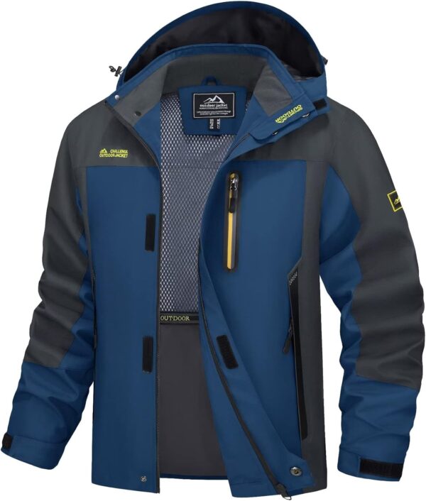 MAGCOMSEN Men's Hooded Windproof Water Resistant Rain Jacket Windbreaker 5 Pockets for Hiking,Fishing,Runing