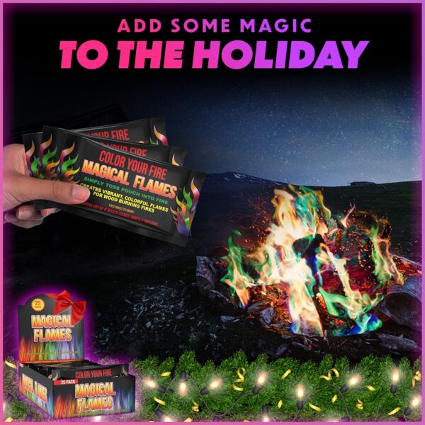 Magical Flames Fire Color Changing Packets - Fire Pit, Campfires, Outdoor Fireplaces - Hue-Changing Cosmic Flame Powder - Camping Accessories for Kids & Adults - 12 Pack