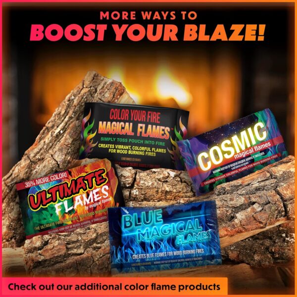 Magical Flames Fire Color Changing Packets - Fire Pit, Campfires, Outdoor Fireplaces - Hue-Changing Cosmic Flame Powder - Camping Accessories for Kids & Adults - 12 Pack