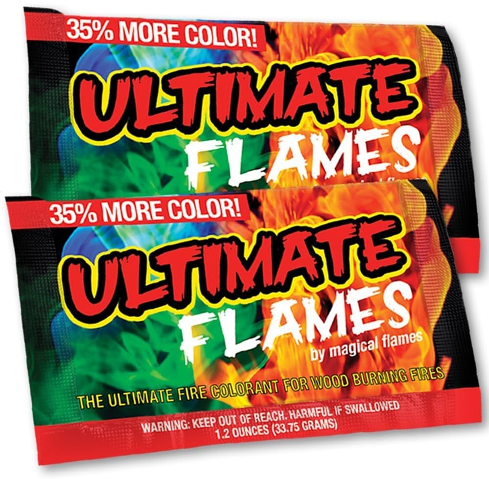 Magical Flames Fire Color Changing Packets - Fire Pit, Campfires, Outdoor Fireplaces - Hue-Changing Cosmic Flame Powder - Camping Accessories for Kids & Adults - 12 Pack