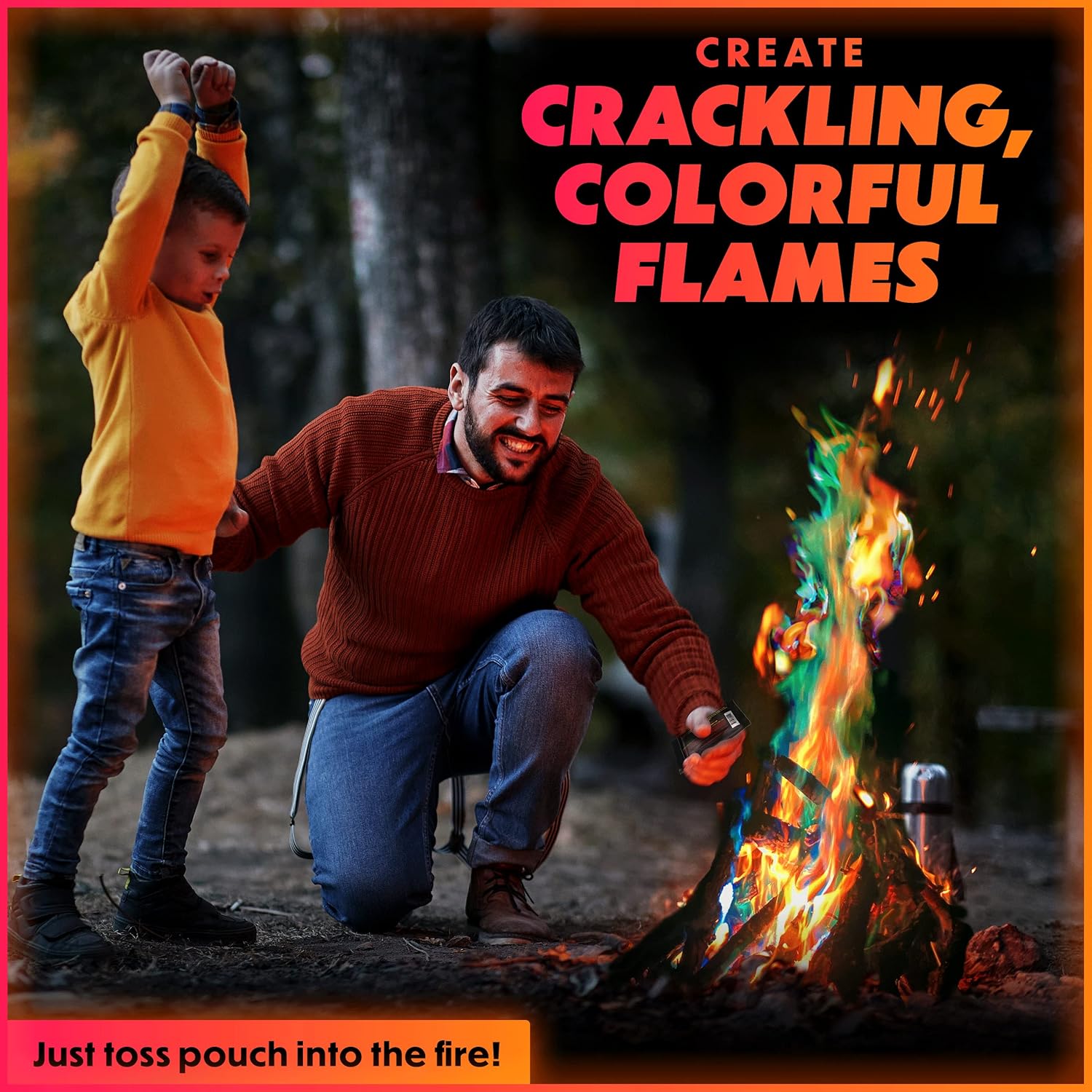 Magical Flames Fire Color Changing Packets - Fire Pit, Campfires, Outdoor Fireplaces - Hue-Changing Cosmic Flame Powder - Camping Accessories for Kids & Adults - 12 Pack