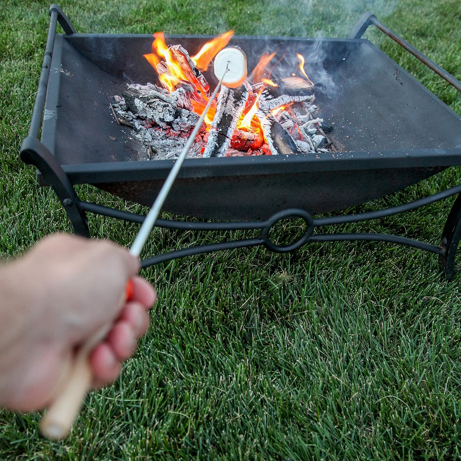 MalloMe Marshmallow Roasting Sticks - Smores Skewers for Fire Pit Kit - Hot Dog Camping Accessories Campfire Marshmellow 32 Inch Long Fork - 5 Pack