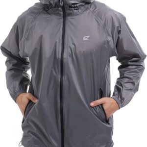 Men's Waterproof Hooded Rain Jacket Windbreaker Lightweight Packable Raincoat
