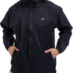 Men's Waterproof Hooded Rain Jacket Windbreaker Lightweight Packable Raincoat
