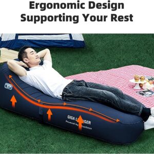 MicroNovelty GIGA Lounger GS1:one-Key Automatic Inflatable Lounger,Integrated Electric Pump & Power Bank,Inflate with just one Click,100s Fast Inflating,150kg Bear Weight,Wear-Resistant Material