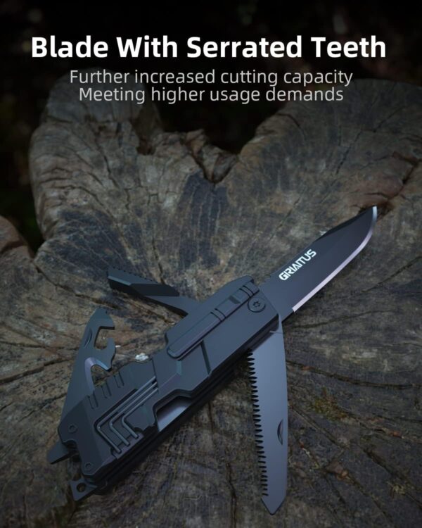 Multitool Knife 17 in 1Fire Starting Sticks, Bottle Opener, Saw Screwdrivers Bottle Opener, Whistle, Window Breaker and More -Perfect for Camping, Outdoorl, Survival and Everyday Use,Gifts for Men Dad