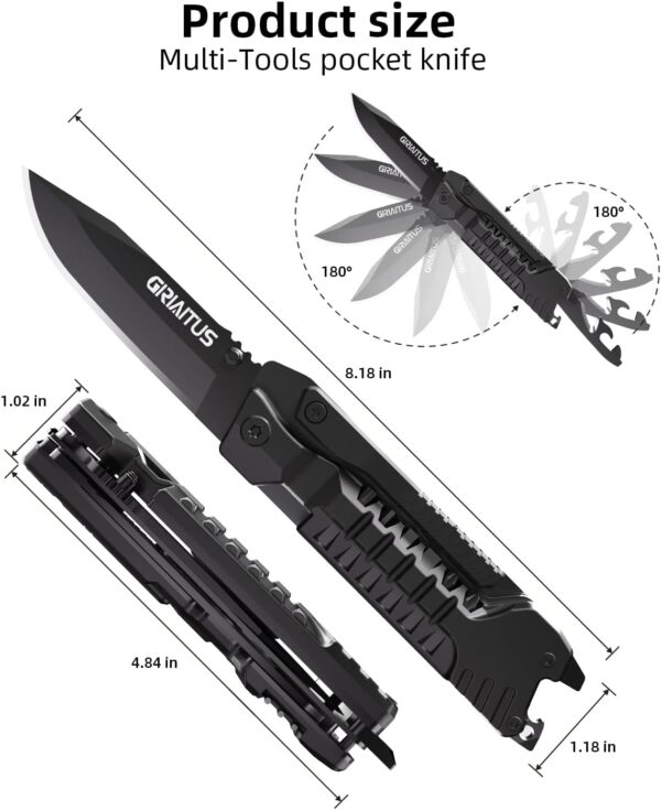 Multitool Knife 17 in 1Fire Starting Sticks, Bottle Opener, Saw Screwdrivers Bottle Opener, Whistle, Window Breaker and More -Perfect for Camping, Outdoorl, Survival and Everyday Use,Gifts for Men Dad