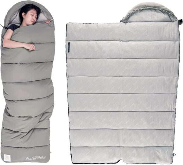 Naturehike Washable Cotton Sleeping Bag, 24.8-53.6°F Lightweight Sleeping Bag for Adults, 3 Season Warm & Cool Weather Waterproof Sleeping Bag for Camping, Traveling, Outdoors