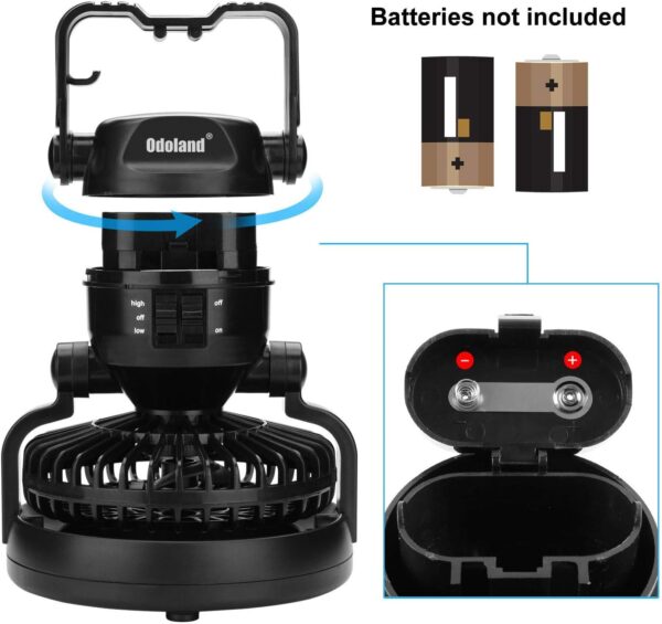 Odoland Portable LED Camping Lantern with Ceiling Fan - Hurricane Emergency