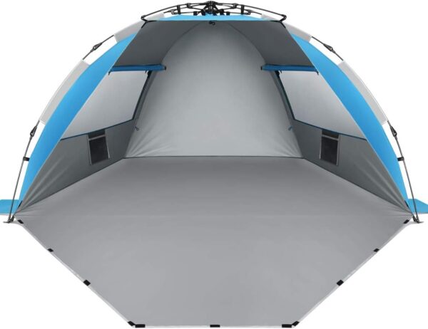 Oileus X-Large 4 Person Beach Tent Sun Shelter - Portable Sun Shade Instant Tent for Beach with Carrying Bag, Stakes, 6 Sand Pockets, Anti UV for Fishing Hiking Camping, Waterproof Windproof, Orange