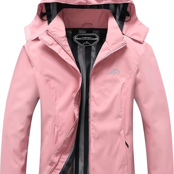 OTU Women's Waterproof Rain Jacket Lightweight Hooded Raincoat for Hiking Travel Outdoor