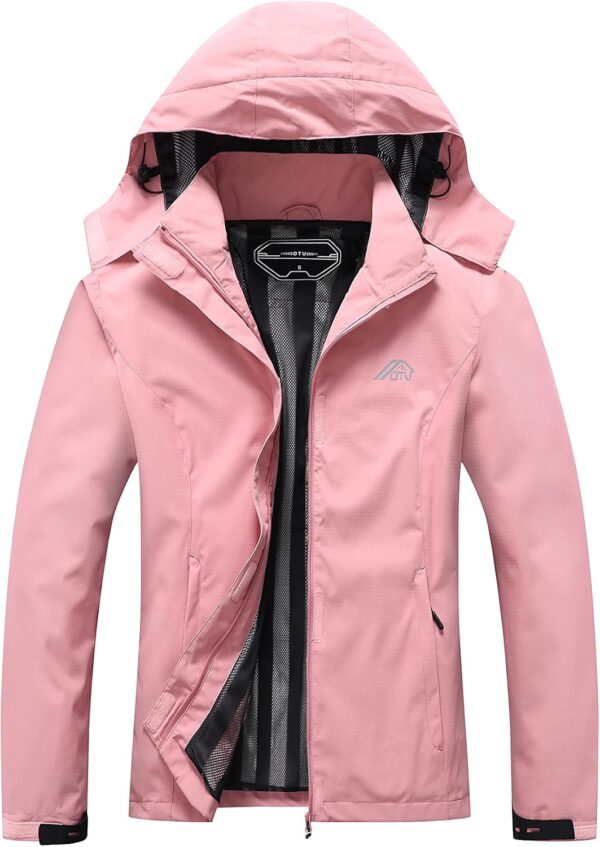 OTU Women's Waterproof Rain Jacket Lightweight Hooded Raincoat for Hiking Travel Outdoor