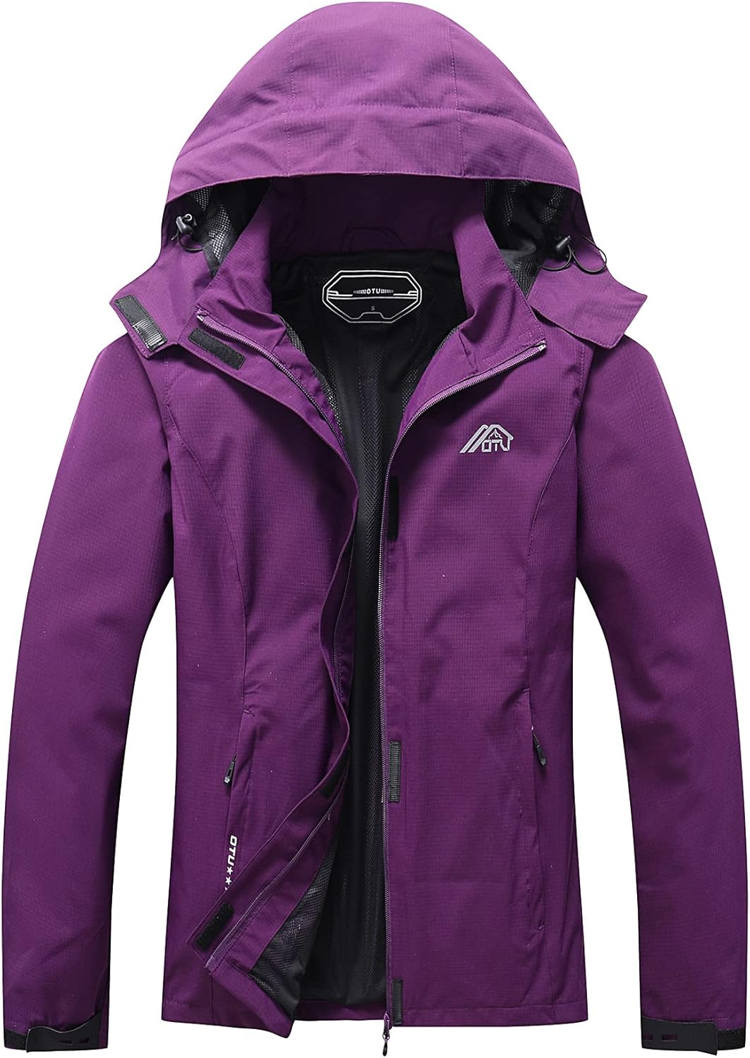 OTU Women's Waterproof Rain Jacket Lightweight Hooded Raincoat for Hiking Travel Outdoor