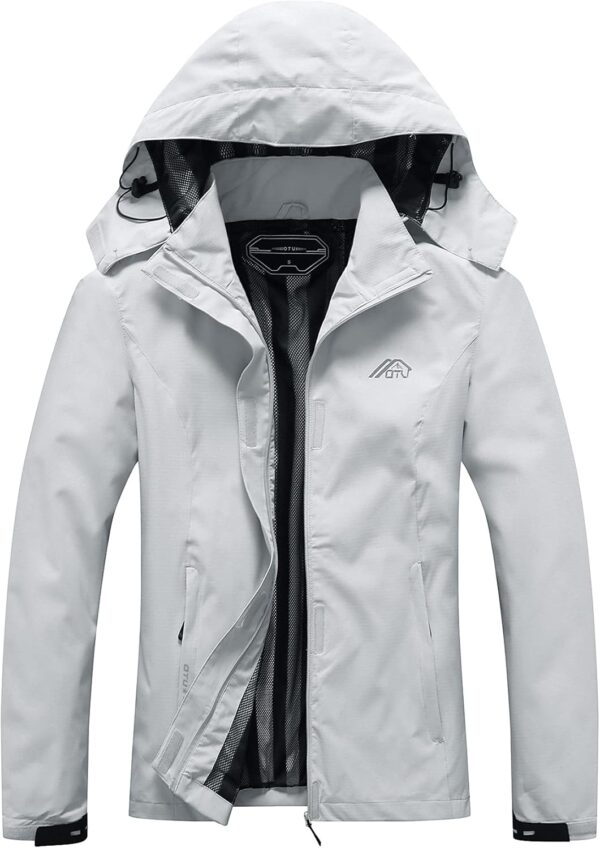 OTU Women's Waterproof Rain Jacket Lightweight Hooded Raincoat for Hiking Travel Outdoor