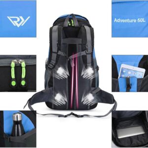 RuRu monkey 50L Hiking Backpack, Waterproof Lightweight Daypack for Outdoor Camping Travel