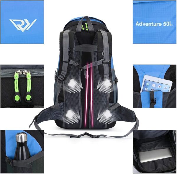RuRu monkey 50L Hiking Backpack, Waterproof Lightweight Daypack for Outdoor Camping Travel
