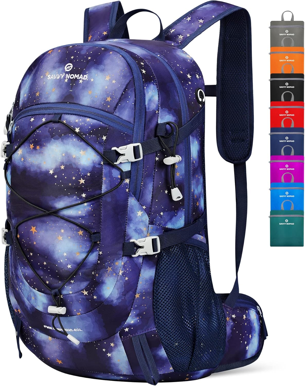 SAVVY NOMAD 40L Hiking Travel Packable Lightweight Camping Backpack Daypack with Removable Belt Bag for Women Men
