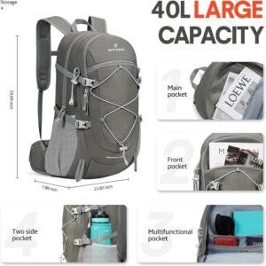 SAVVY NOMAD 40L Hiking Travel Packable Lightweight Camping Backpack Daypack with Removable Belt Bag for Women Men