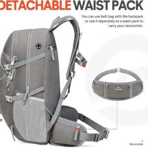 SAVVY NOMAD 40L Hiking Travel Packable Lightweight Camping Backpack Daypack with Removable Belt Bag for Women Men