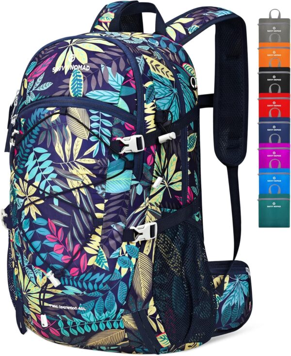 SAVVY NOMAD 40L Hiking Travel Packable Lightweight Camping Backpack Daypack with Removable Belt Bag for Women Men