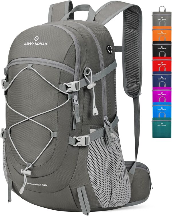 SAVVY NOMAD 40L Hiking Travel Packable Lightweight Camping Backpack Daypack with Removable Belt Bag for Women Men