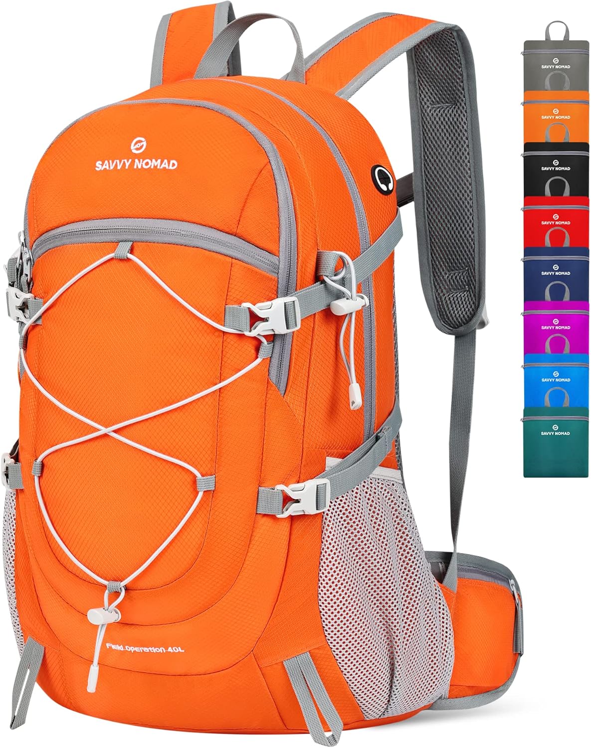SAVVY NOMAD 40L Hiking Travel Packable Lightweight Camping Backpack Daypack with Removable Belt Bag for Women Men