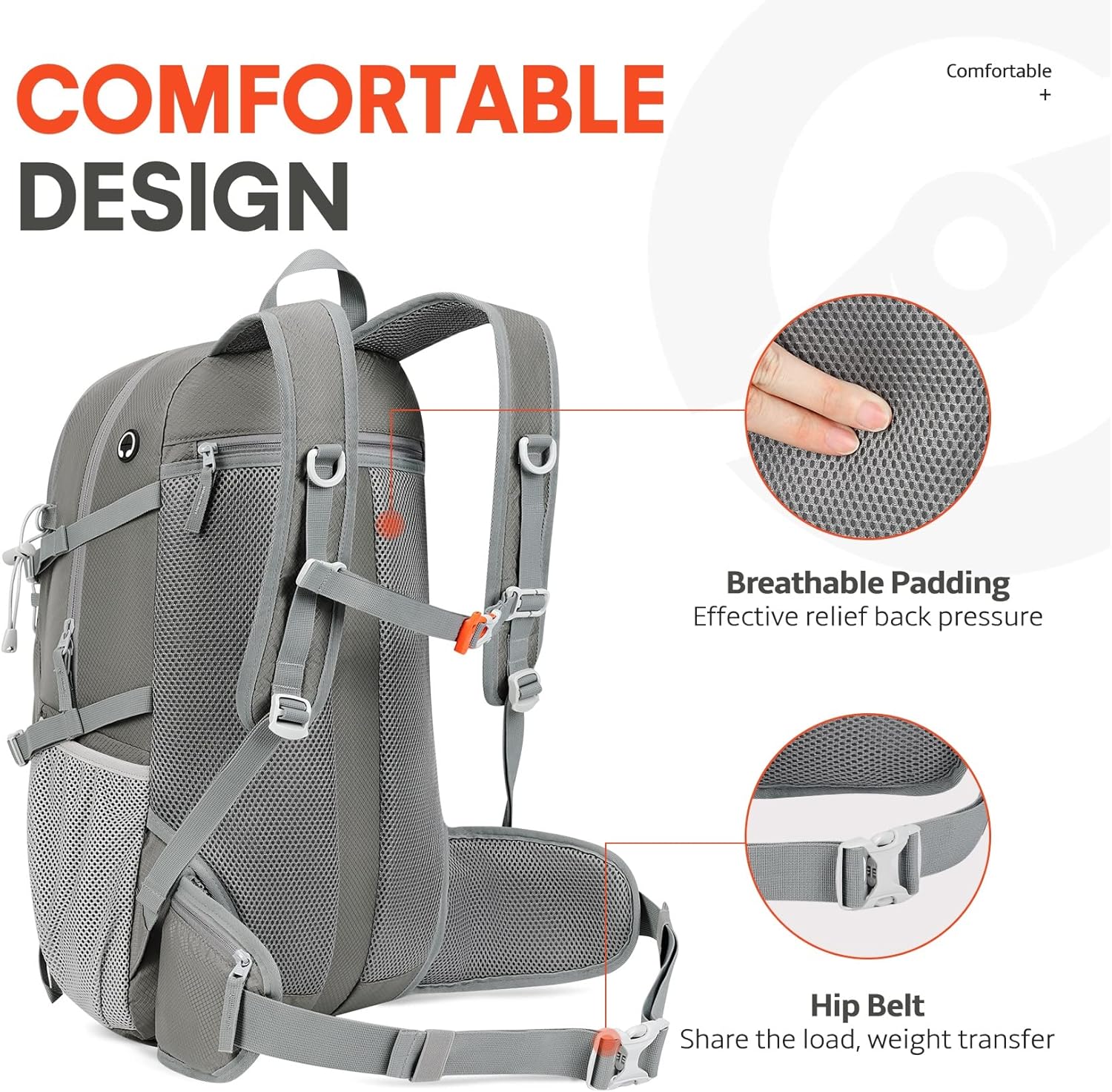 SAVVY NOMAD 40L Hiking Travel Packable Lightweight Camping Backpack Daypack with Removable Belt Bag for Women Men