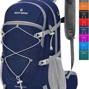 SAVVY NOMAD 40L Hiking Travel Packable Lightweight Camping Backpack Daypack with Removable Belt Bag for Women Men