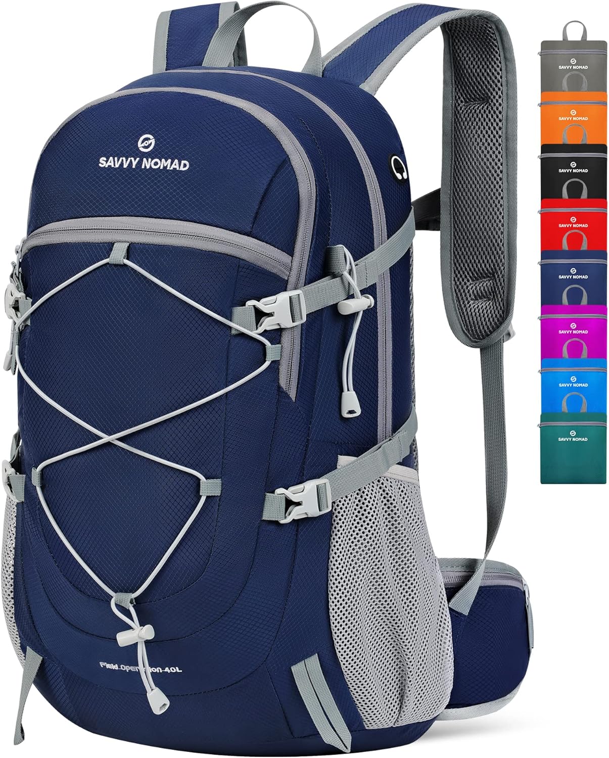 SAVVY NOMAD 40L Hiking Travel Packable Lightweight Camping Backpack Daypack with Removable Belt Bag for Women Men