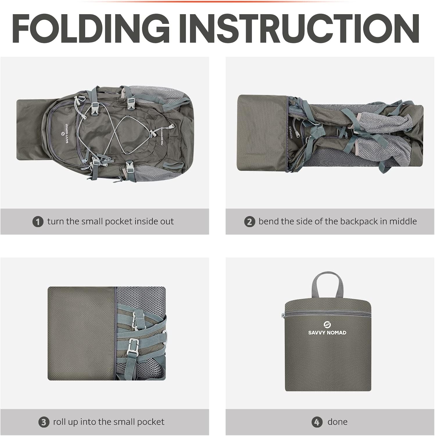 SAVVY NOMAD 40L Hiking Travel Packable Lightweight Camping Backpack Daypack with Removable Belt Bag for Women Men