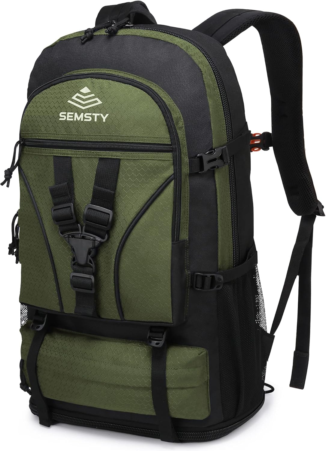 SEMSTY Hiking Backpack, 40L+10L Expandable Travel Backpack Flight Approved, Camping, Travel Backpack For Men and Women