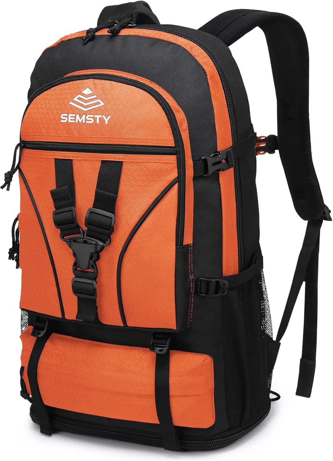SEMSTY Hiking Backpack, 40L+10L Expandable Travel Backpack Flight Approved, Camping, Travel Backpack For Men and Women