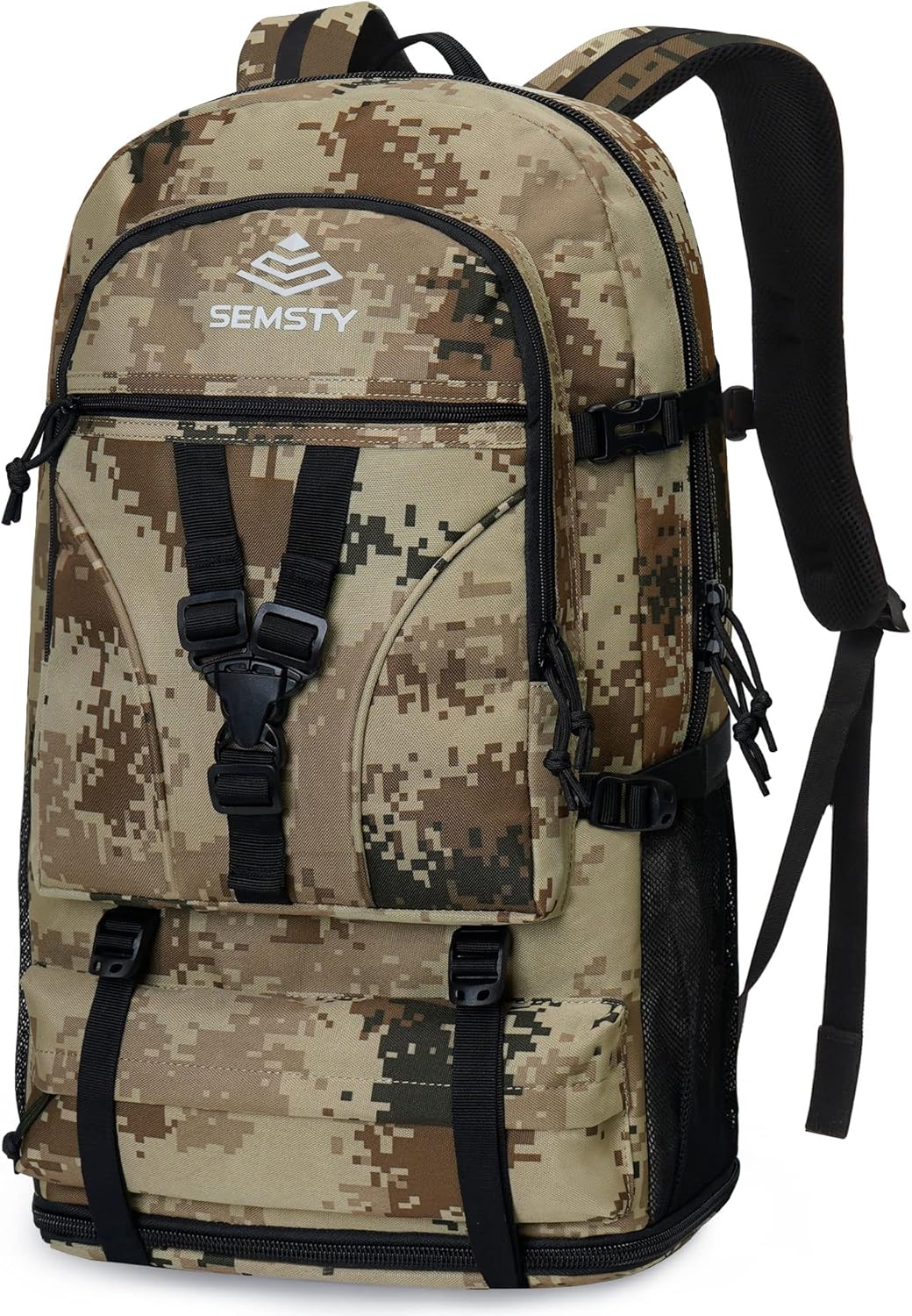 SEMSTY Hiking Backpack, 40L+10L Expandable Travel Backpack Flight Approved, Camping, Travel Backpack For Men and Women