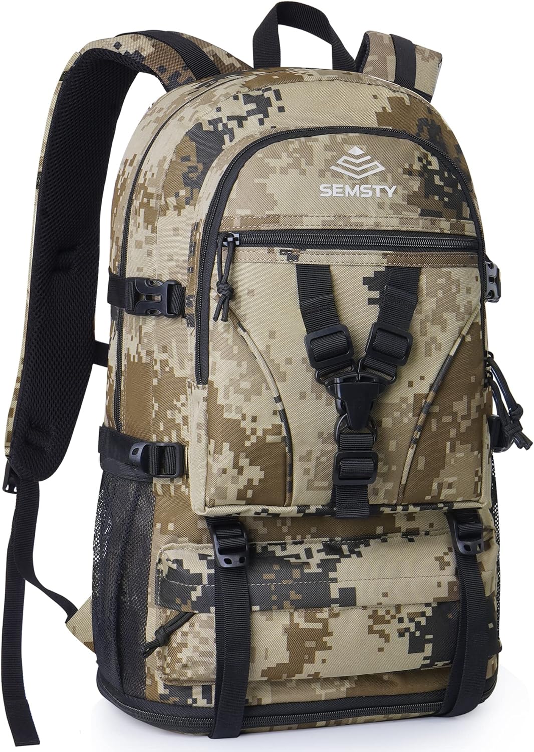 SEMSTY Hiking Backpack, 40L+10L Expandable Travel Backpack Flight Approved, Camping, Travel Backpack For Men and Women