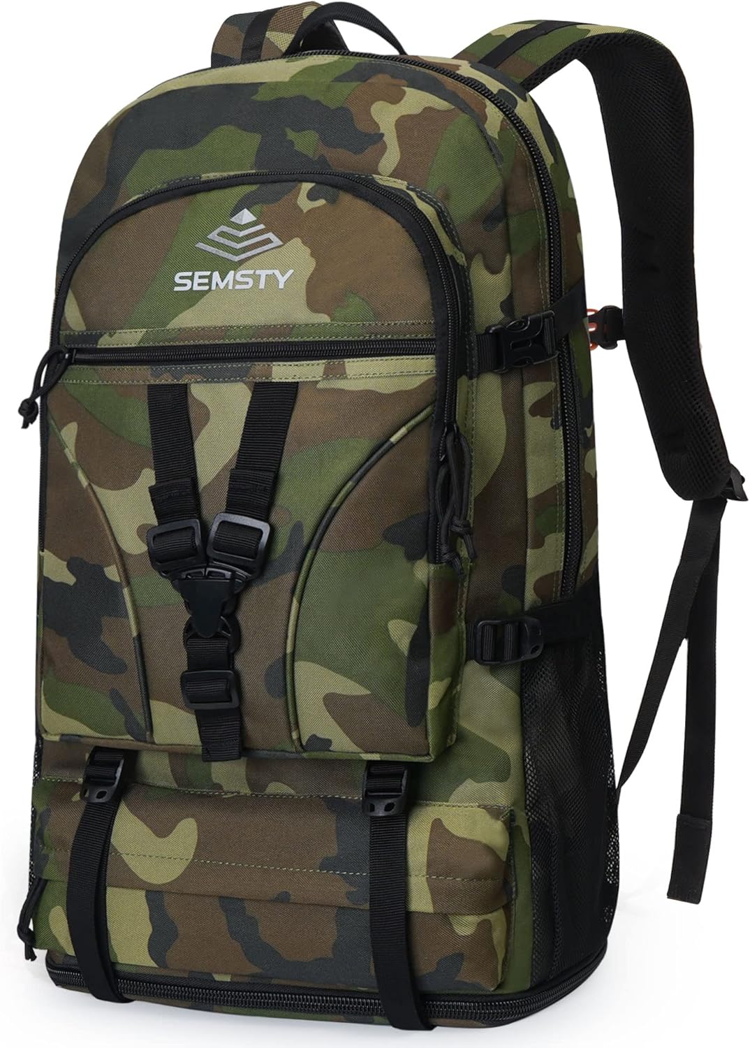 SEMSTY Hiking Backpack, 40L+10L Expandable Travel Backpack Flight Approved, Camping, Travel Backpack For Men and Women