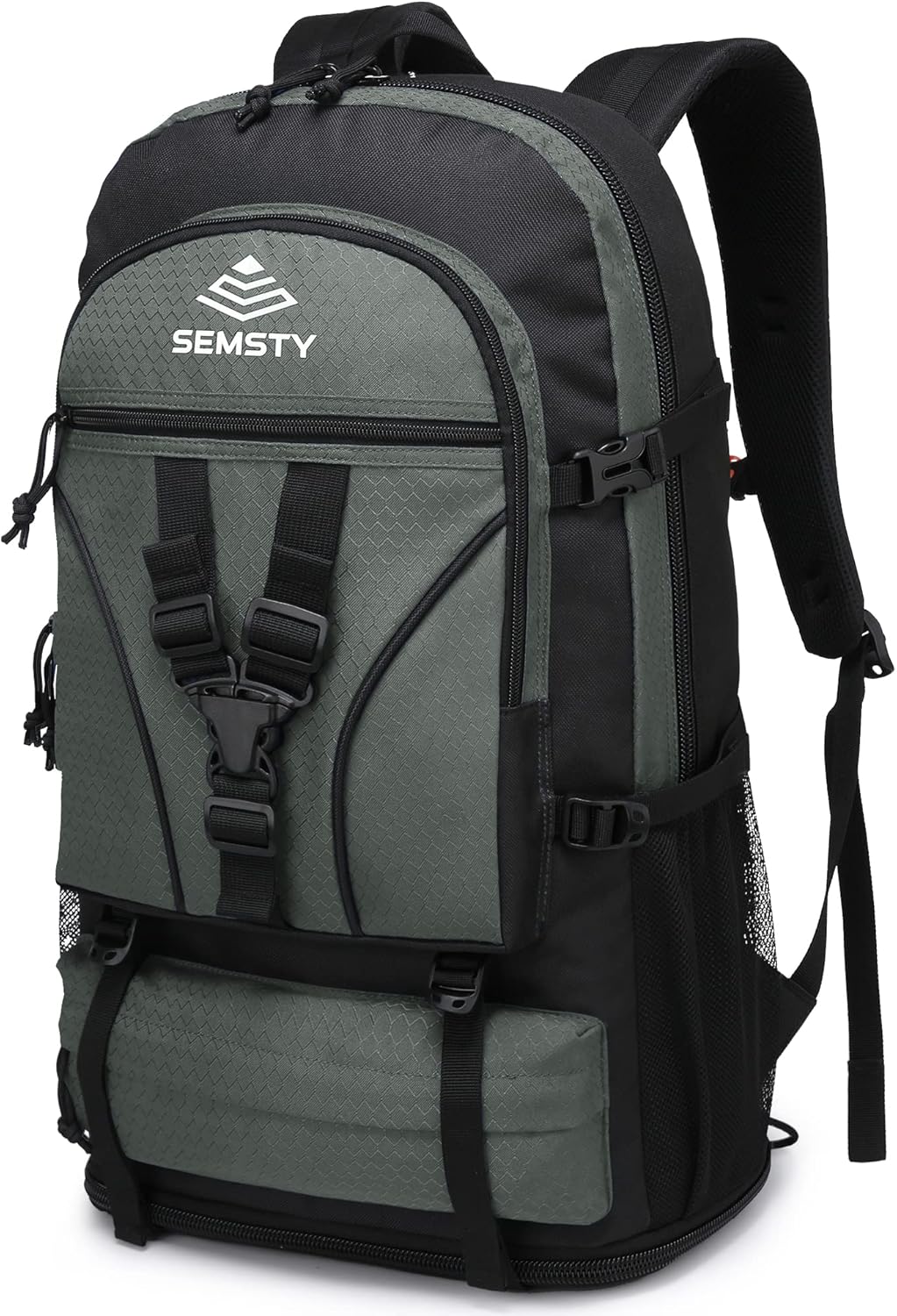 SEMSTY Hiking Backpack, 40L+10L Expandable Travel Backpack Flight Approved, Camping, Travel Backpack For Men and Women