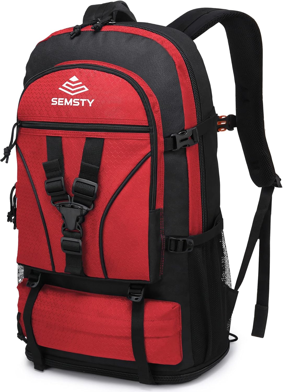 SEMSTY Hiking Backpack, 40L+10L Expandable Travel Backpack Flight Approved, Camping, Travel Backpack For Men and Women