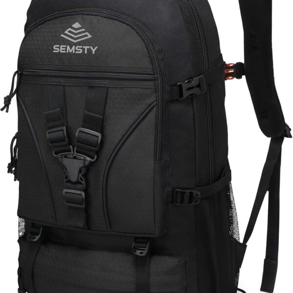 SEMSTY Hiking Backpack, 40L+10L Expandable Travel Backpack Flight Approved, Camping, Travel Backpack For Men and Women