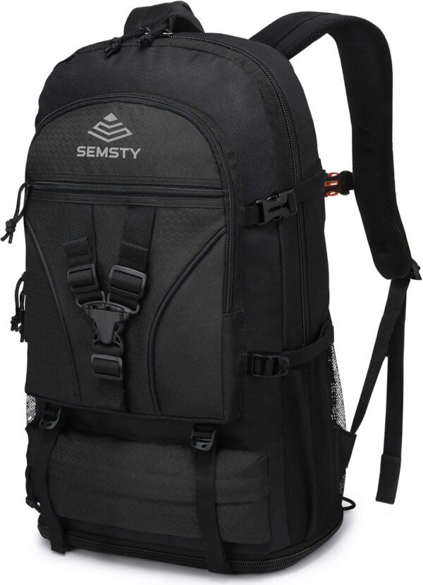 SEMSTY Hiking Backpack, 40L+10L Expandable Travel Backpack Flight Approved, Camping, Travel Backpack For Men and Women