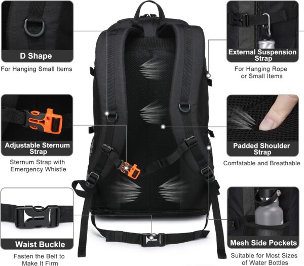 SEMSTY Hiking Backpack, 40L+10L Expandable Travel Backpack Flight Approved, Camping, Travel Backpack For Men and Women