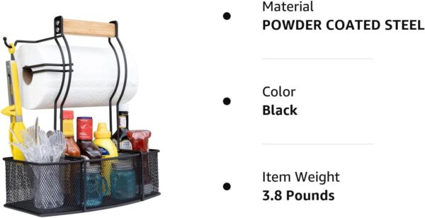 Superior Trading Co. Stainless Steel Caddy Organizer — Kitchen Organization, Condiment Caddy & BBQ Caddy — Utensil, Picnic, Grill & Camping Accessories — Paper Towel Cleaning Caddy, Bathroom Organizer
